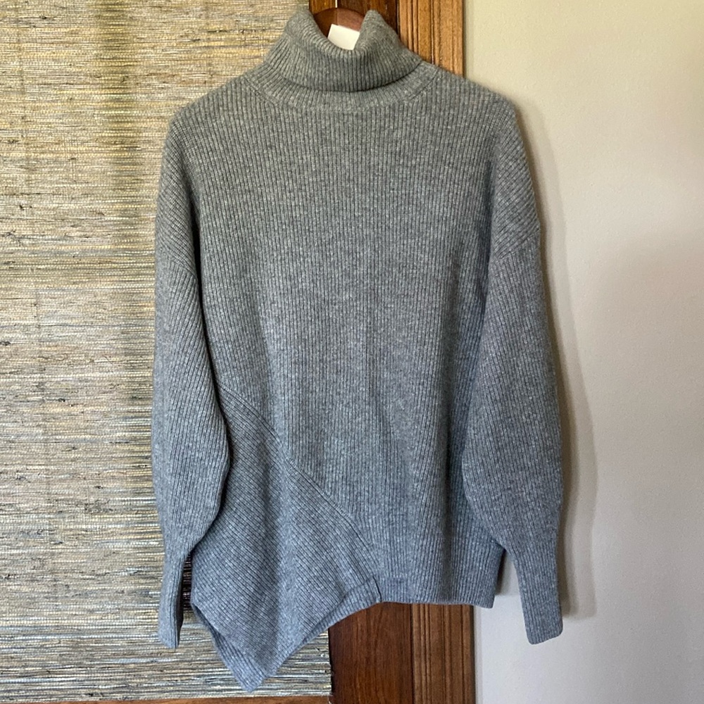 A.L.C. Grey Ribbed Turtleneck Sweater